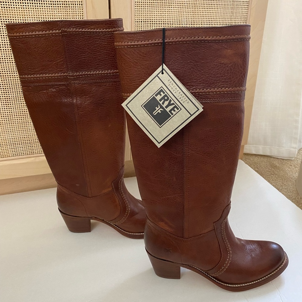 Frye 77230 Jane 14l Leather Brown Boots Size 7
